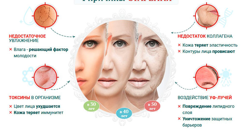Изображения причин старения кожи